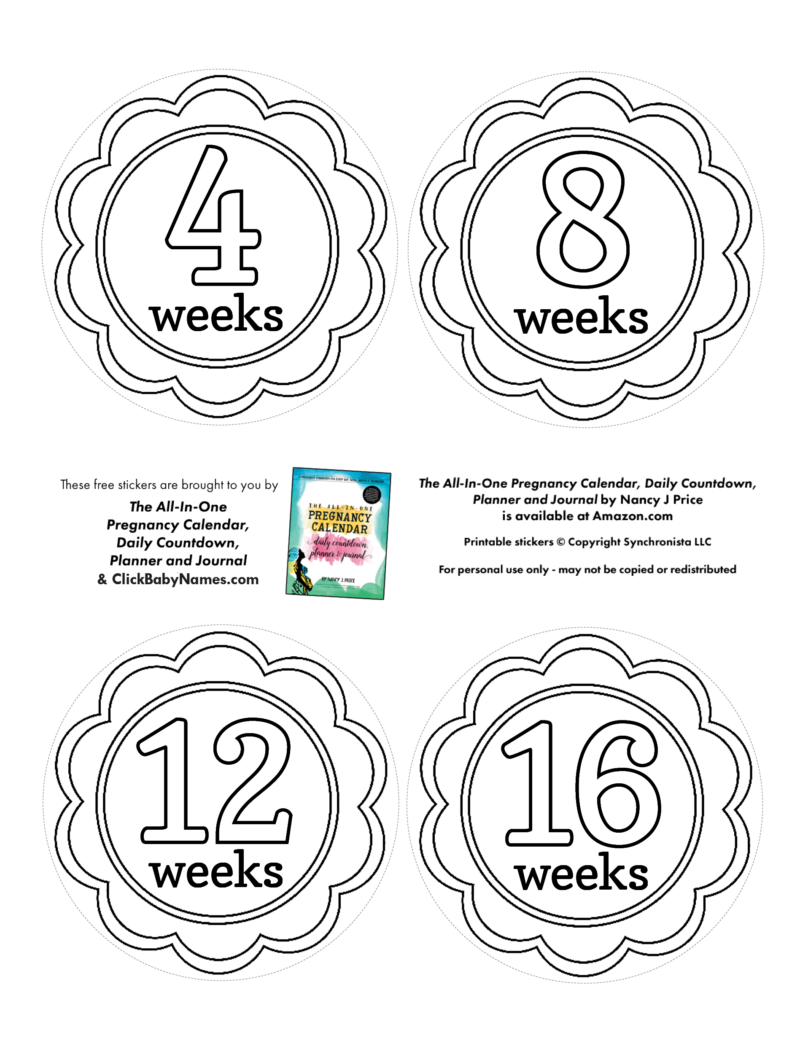 Free pregnancy belly stickers to print and color