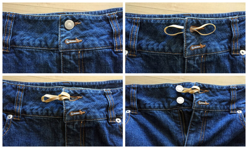 Rubber band trick - make your jeans or pants last into pregnancy